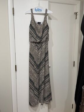 Angie Black and Cream Chevron Maxi Dress